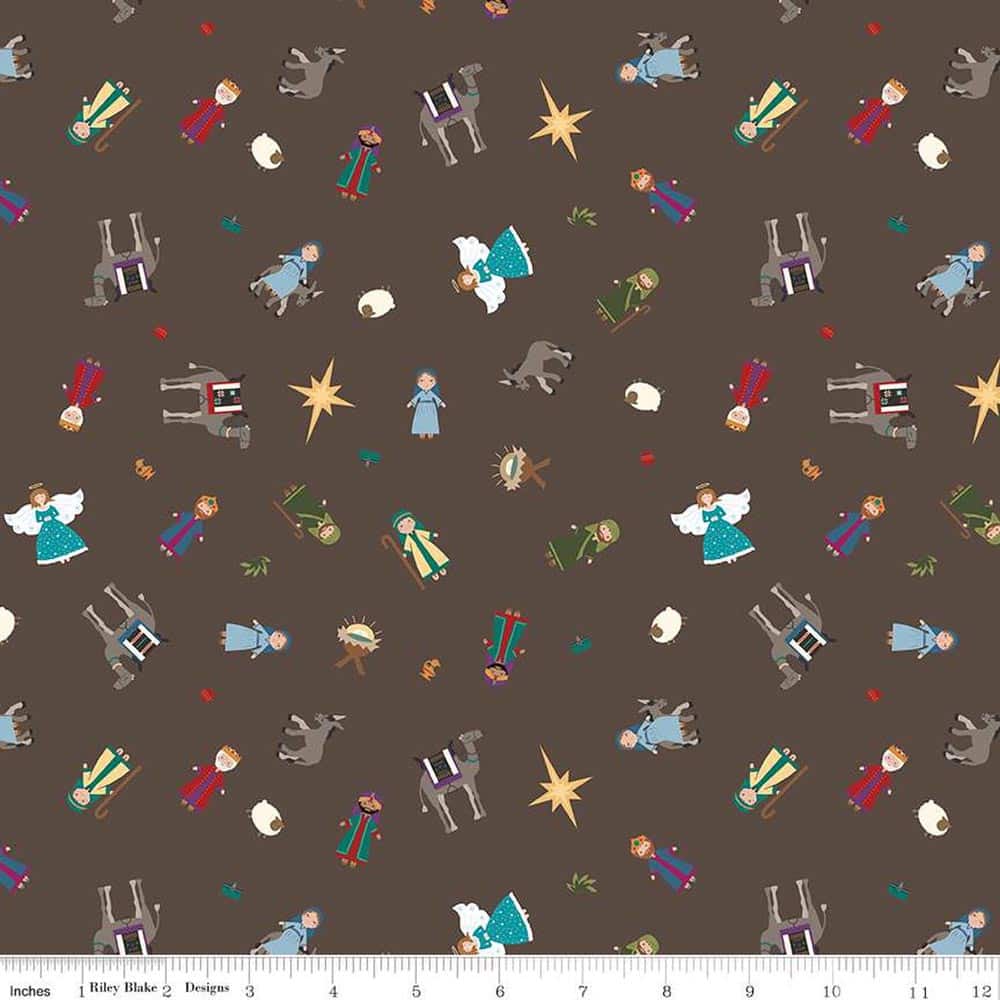 Silent Night Story Characters Earth Fabric Yardage Product Photo