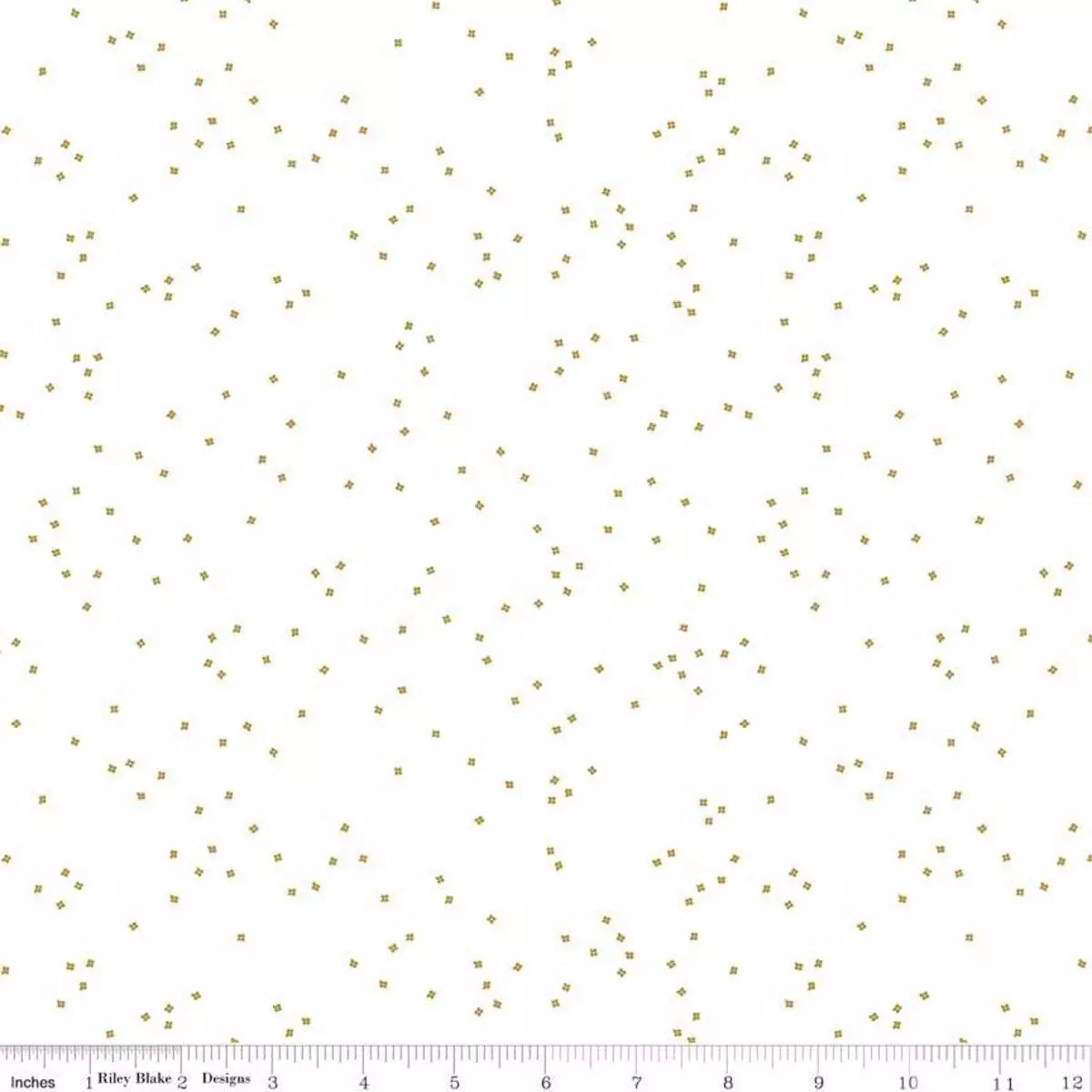 Blossom Gold on White Sparkle Fabric Yardage