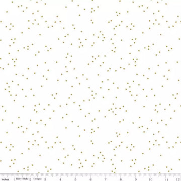 Blossom Gold on White Sparkle Fabric Yardage