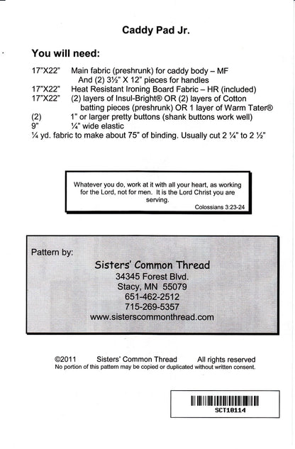 Caddy Pad Jr. Pattern