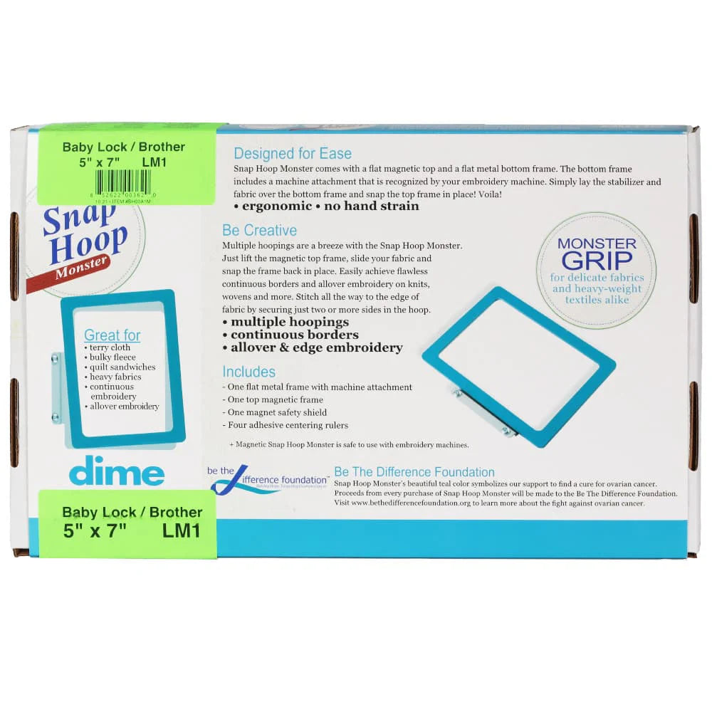 Snap Hoop Monster Magnetic  5in x 7in for Baby Lock and Brother - image 6 - Baby Lock sewing machine or accessory