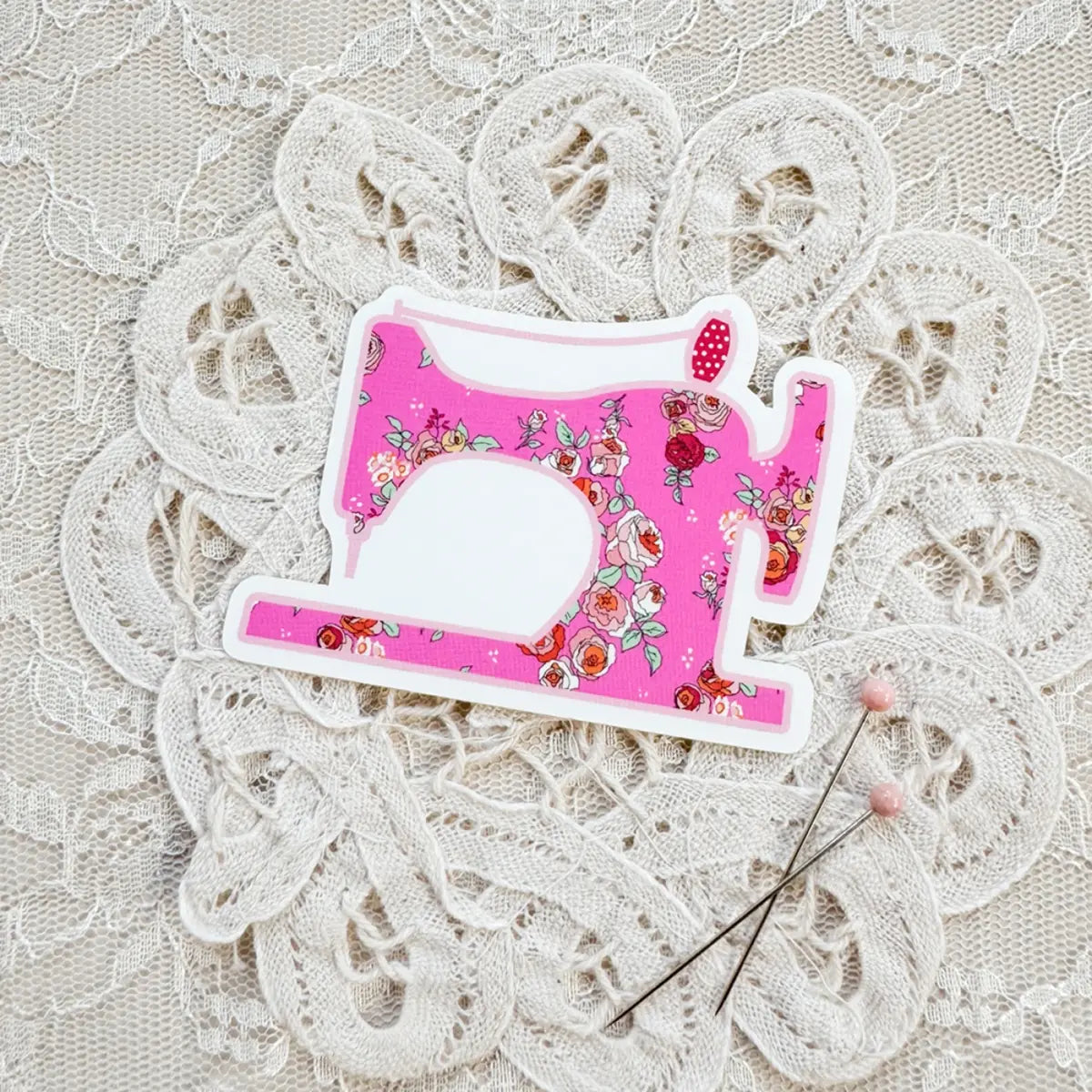 Pink Sewing Machine Sticker – Quilted Joy