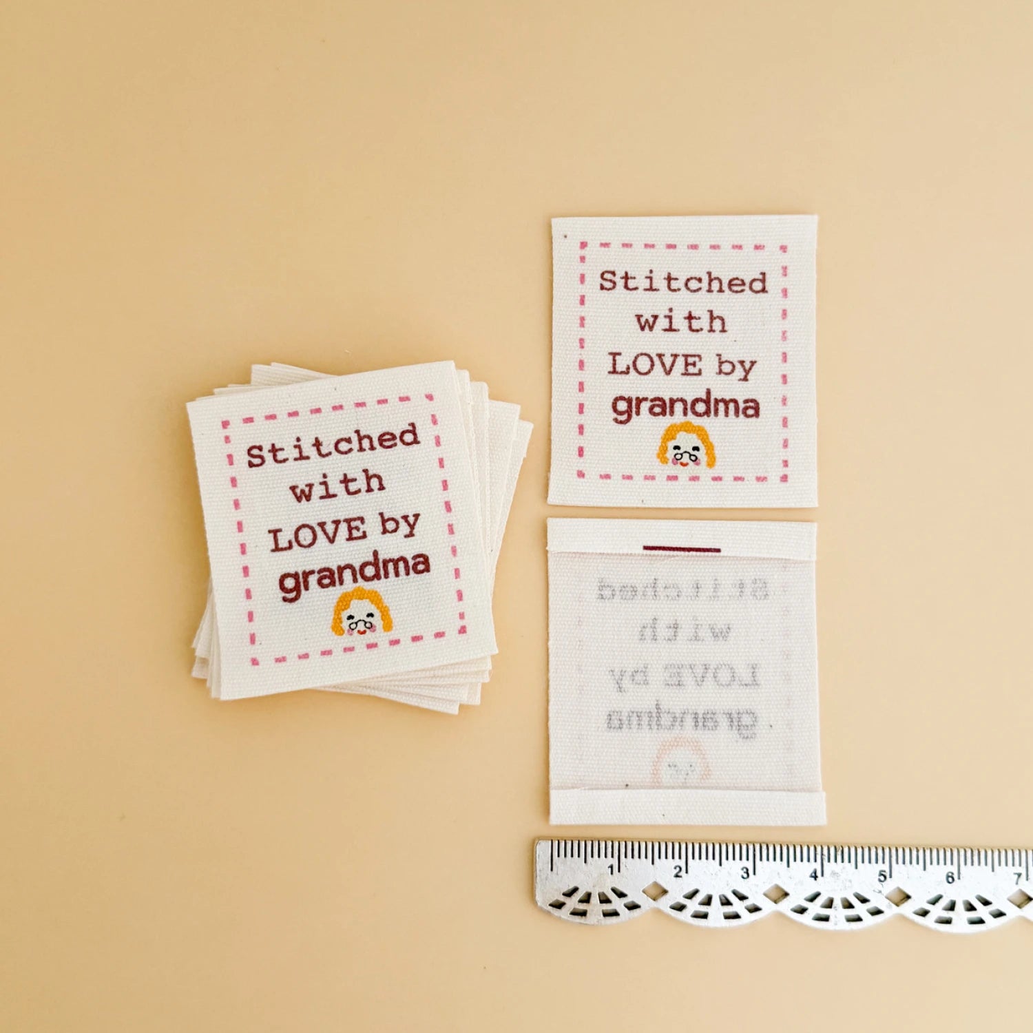 Love by Grandma Cotton Labels 8pk - quilting supply from Quilted Joy
