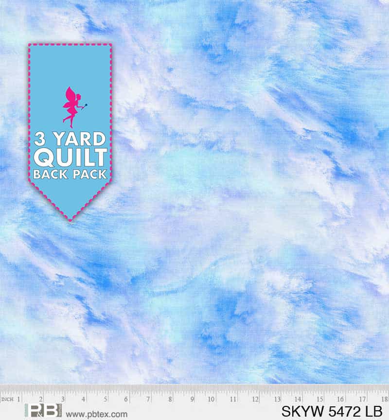 Sky Blue 108" Wide Quilt Backing Fabric 3 Yard Quilt Fabric Back Pack