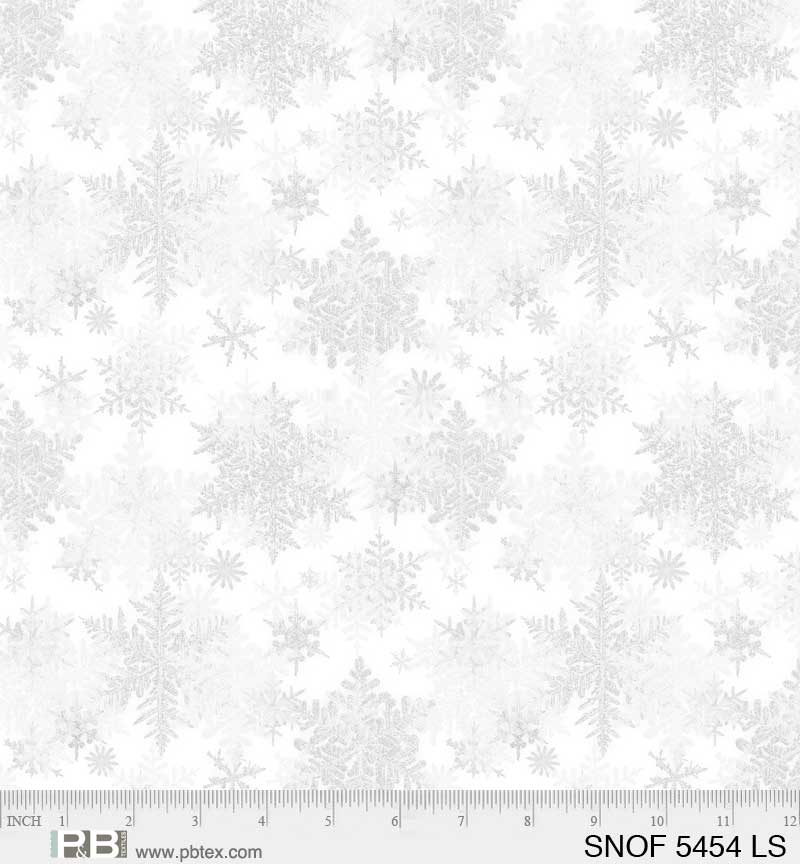 Snowfall Large Snowflake Grey Fabric Yardage