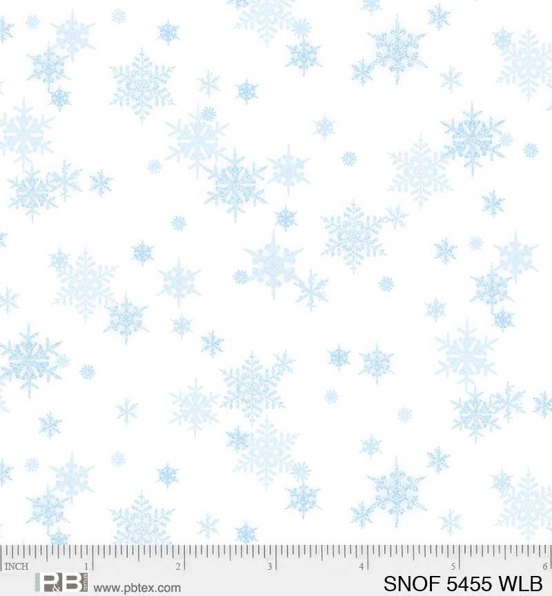 Snowfall Small Snowflake Light Blue Fabric Yardage