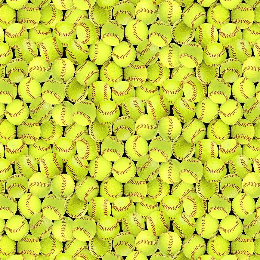 Fitness Fanatic Yellow Packed Softball Fabric Yardage