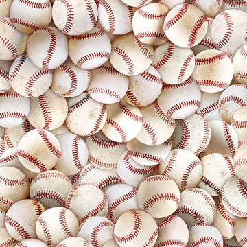 Fitness Fanatic White Packed Baseball Fabric Yardage