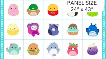 Squishmallows White Panel - quilt fabric panel for quilting projects