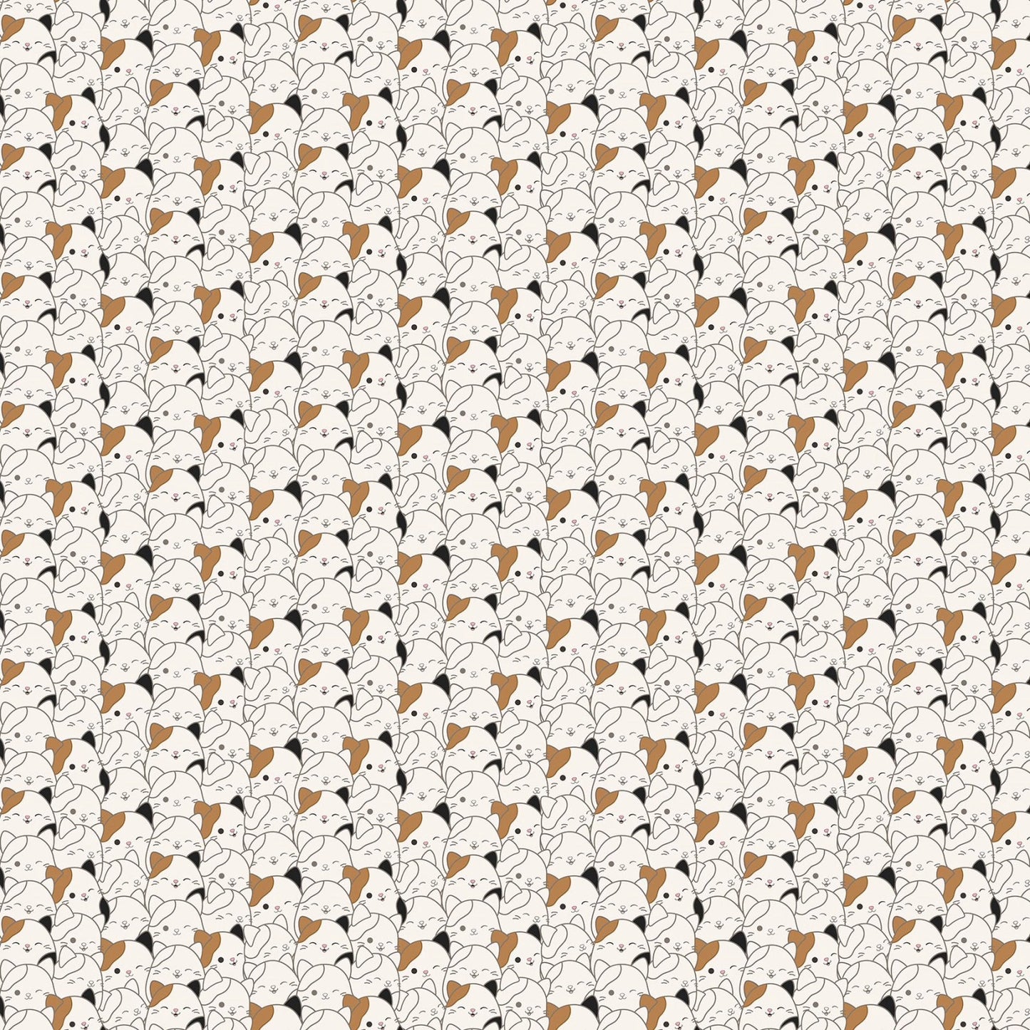 Squishmallows Packed Cats Cream Fabric Yardage