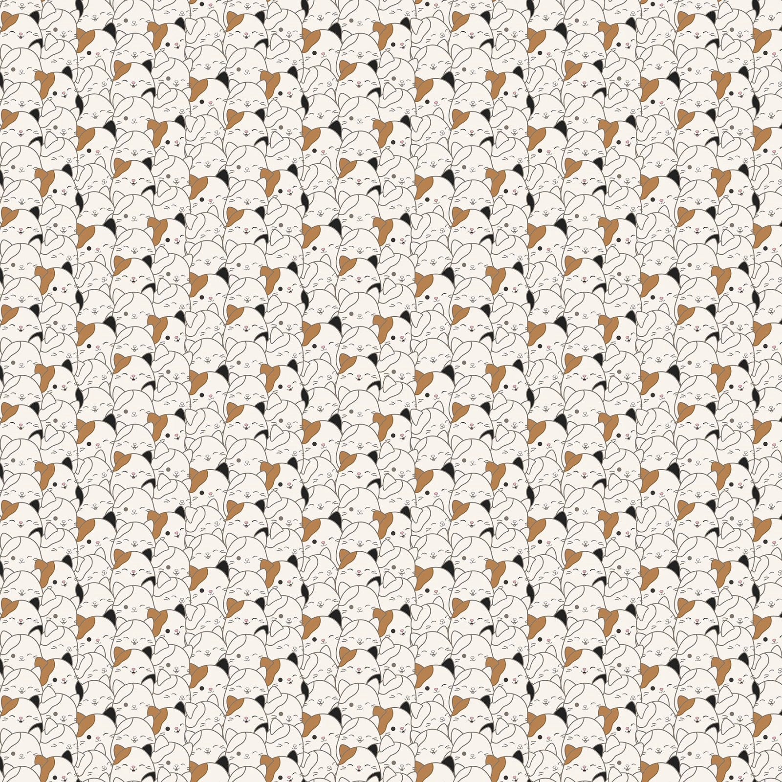Squishmallows Packed Cats Cream Fabric Yardage