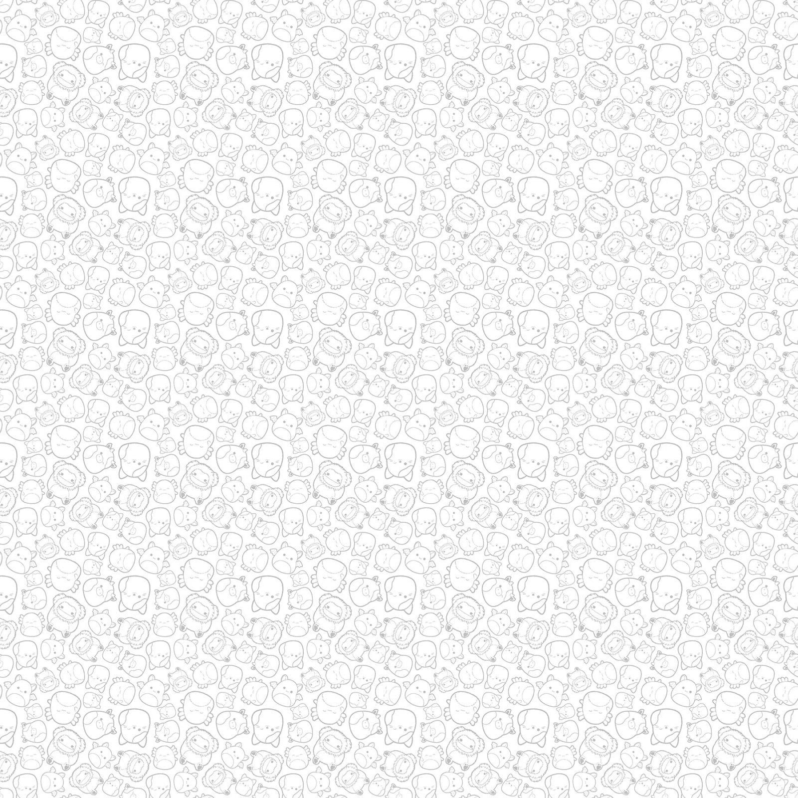 Squishmallows Outlines White Fabric Yardage