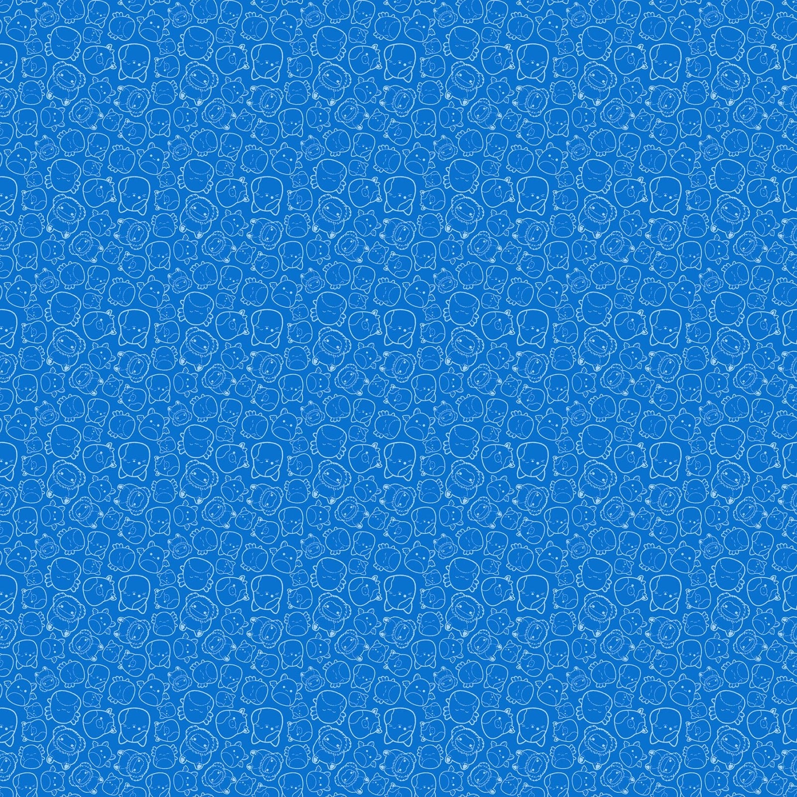 Squishmallows Outlines Blue Fabric Yardage