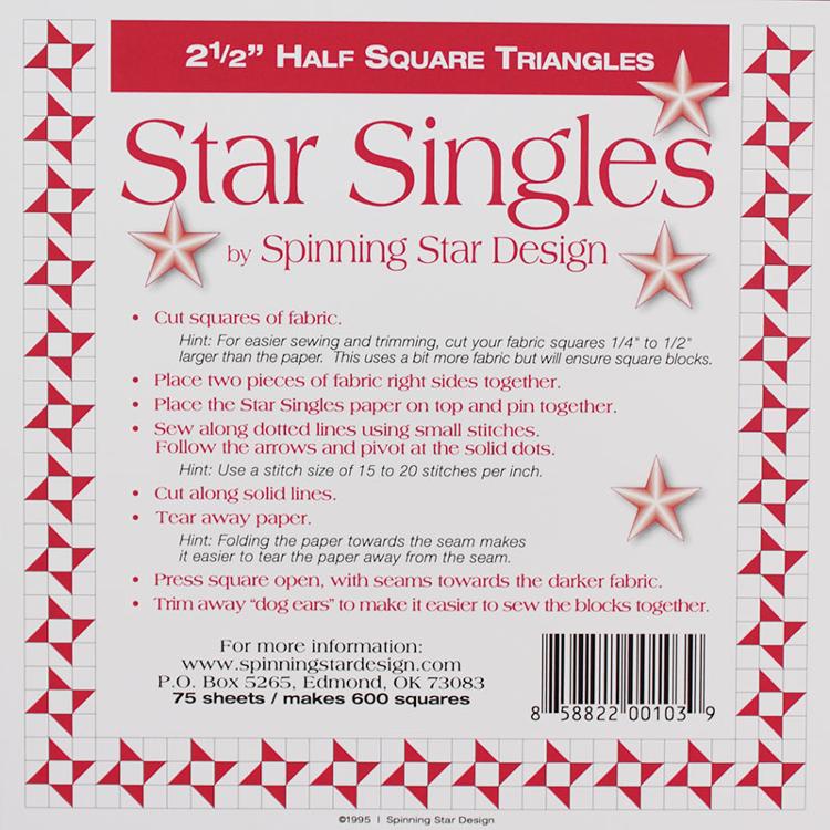 Star Singles 2 1/2" Half Square Triangles Foundation Papers