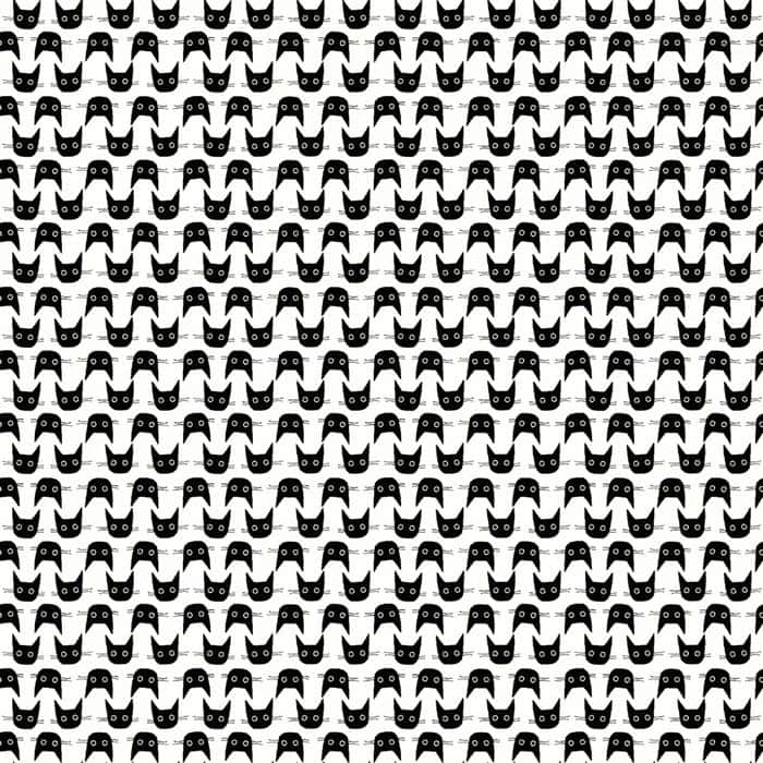 Feline Fancy White Cat Heads Fabric Yardage