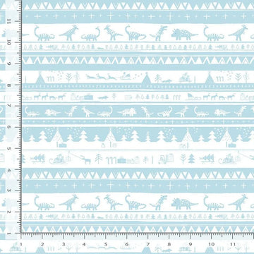 Don't Claus A Scene Ice Dino Fair Isle Stripe Fabric Yardage - quilt fabric for sewing and quilting projects