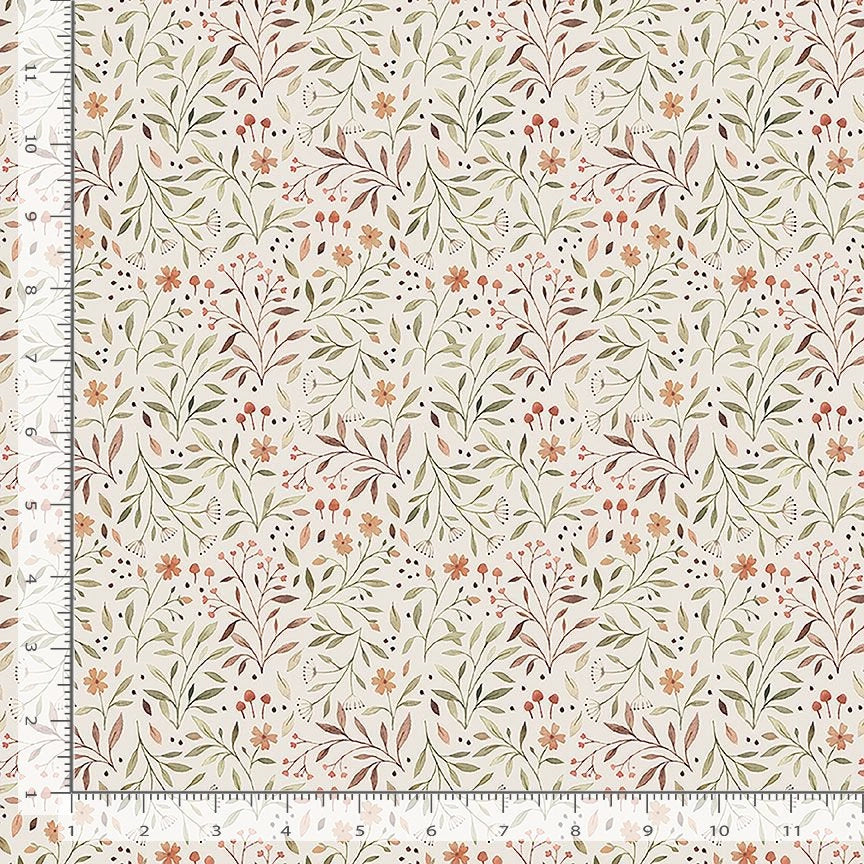 Count On Me Taupe Flora Fabric Yardage
