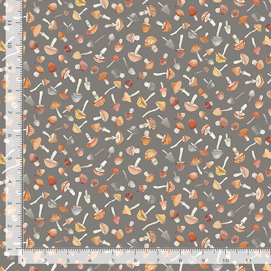 Count On Me Pewter Fungi Fabric Yardage
