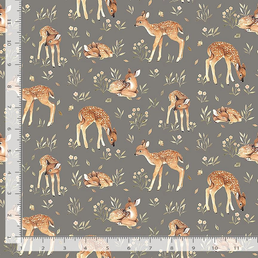 Count On Me Pewter Oh Deer Fabric Yardage