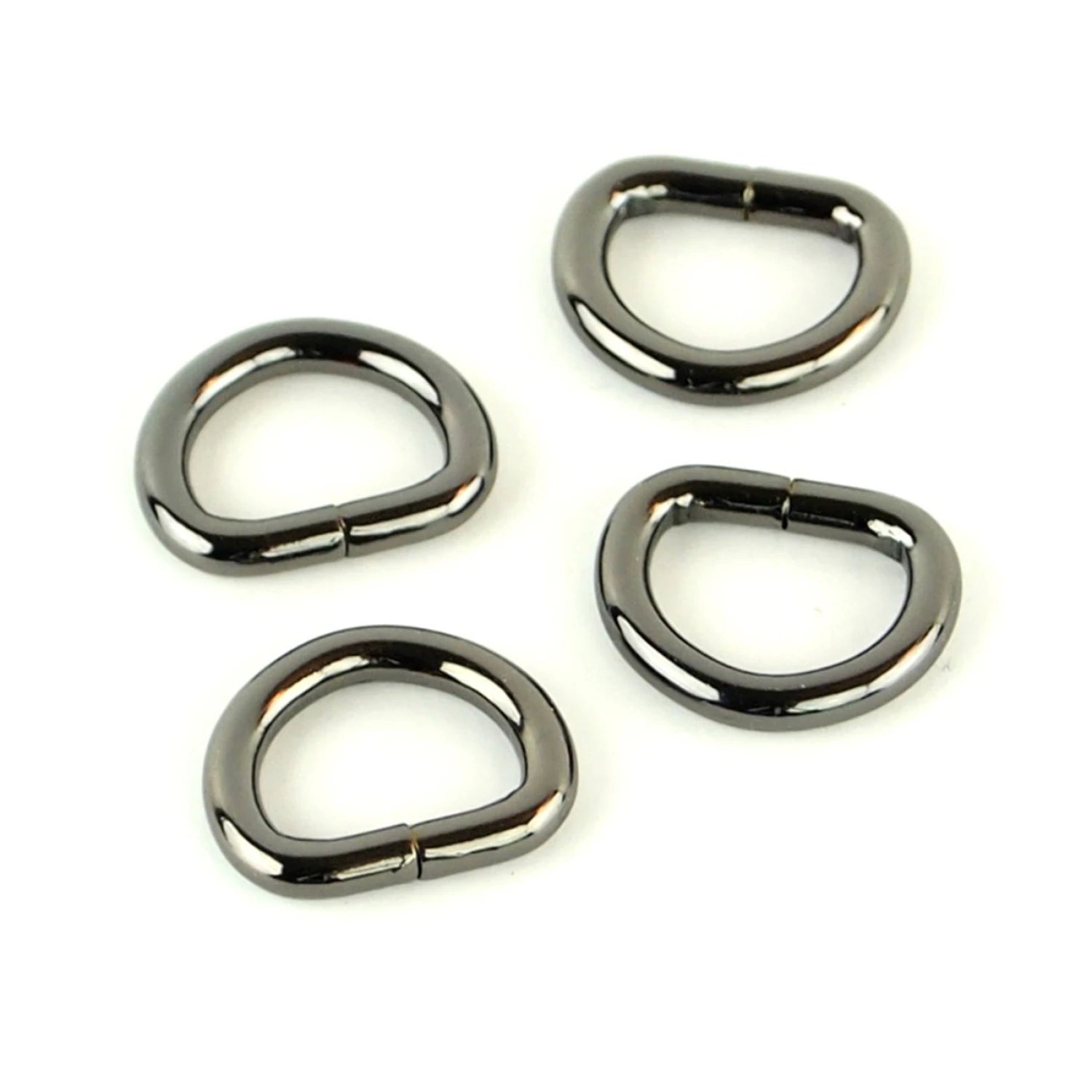 Four gunmetal D-rings half inch hardware for bag making