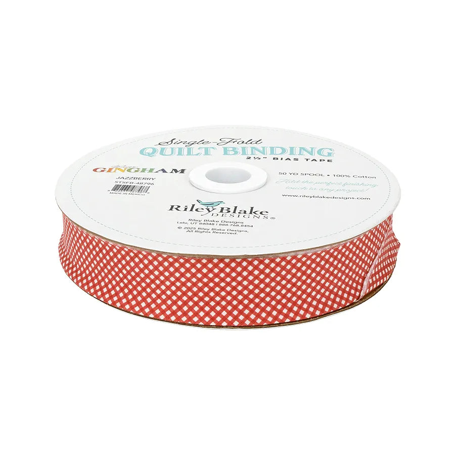 Micro Gingham Jazzberry 2.5"  Bias Quilt Binding - image 1 - quilt bias binding for finishing quilts