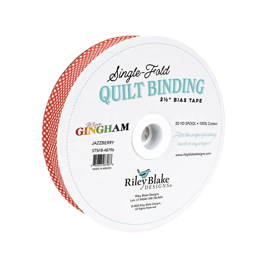 Micro Gingham Jazzberry 2.5"  Bias Quilt Binding - image 2 - quilt bias binding for finishing quilts