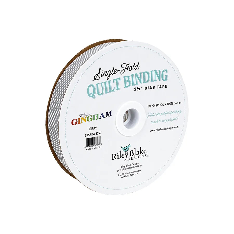 Micro Gingham Gray 2.5"  Bias Quilt Binding - image 2 - quilt bias binding for finishing quilts