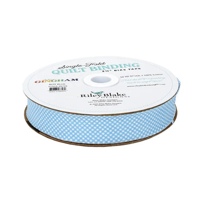 Micro Gingham Boy Blue 2.5"  Bias Quilt Binding