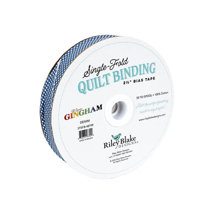 Micro Gingham Denim 2.5"  Bias Quilt Binding - image 2 - quilt bias binding for finishing quilts