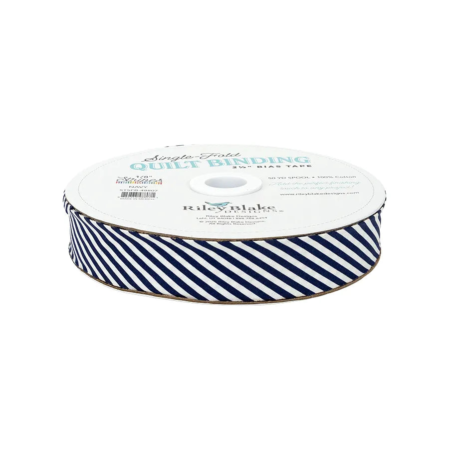 1/8" Stripe Navy 2.5"  Bias Quilt Binding - image 2 - quilt binding for finishing quilts