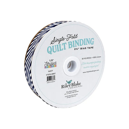 1/8" Stripe Navy 2.5"  Bias Quilt Binding - image 1 - quilt binding for finishing quilts