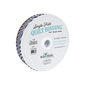 1/8" Stripe Navy 2.5"  Bias Quilt Binding - image 1 - quilt binding for finishing quilts