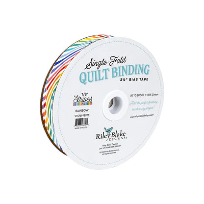 1/8" Stripe Rainbow 2.5"  Bias Quilt Binding - image 1 - quilt bias binding for finishing quilts