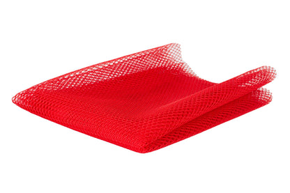 The Mesh Lite Weight Atomic Red (18in x 54in) is shown folded on a white background. This lightweight mesh features a grid-like open weave, perfect for a variety of sewing projects.