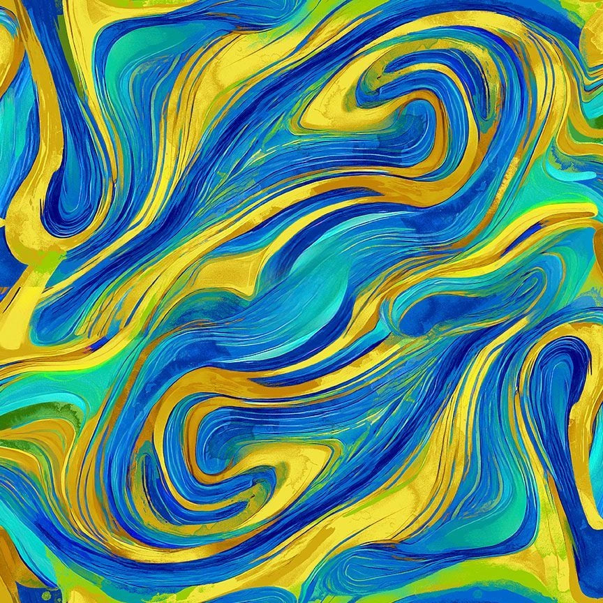Provence multi watercolor swirl cotton quilting fabric yardage
