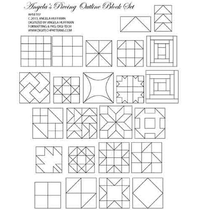 Angela's Piecing Block Outline 24 Piece Set Digital File