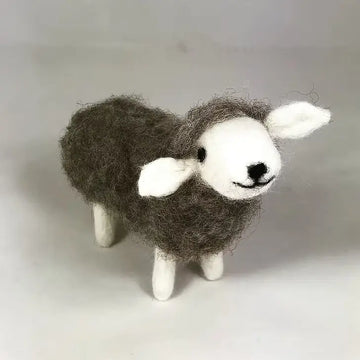 Grey Sheep Needle Felting Kit - beginner merino wool craft with grey fleece and white face
