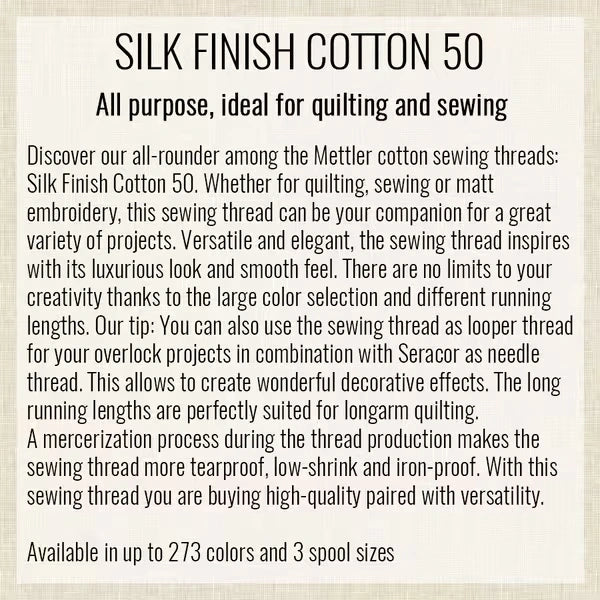 Mettler Cotton Silk Finish 50wt Old Tin - image 3 - quilting thread