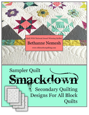 Discover the Bethanne Nemesh Complete Book Collection from White Arbor Quilting: features colorful geometric sampler quilts, precision ruler techniques, three small block designs, and expert tips on secondary quilting designs for all block quilts.