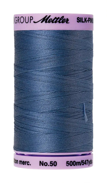 Mettler Cotton Silk Finish 50wt 500m Smoky Blue - quilting supply from Quilted Joy