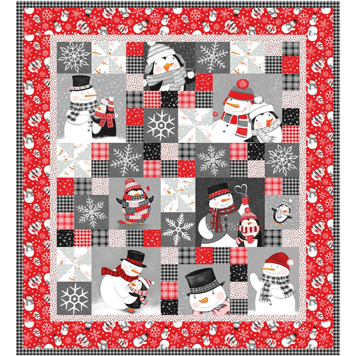 Snow Friends Flannel Throw quilt kit presale winter holiday design