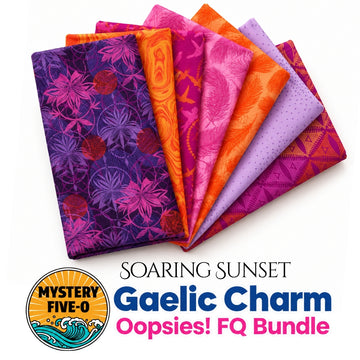Mystery Five-0 Soaring Sunset Oopsies fat quarter bundle with orange gold assorted fabrics