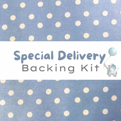 Special Delivery Backing Kit Dots Blue Flannel