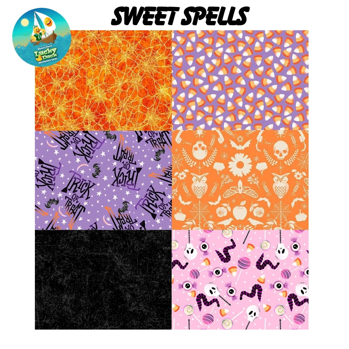 Mystery Five-0 Sweet Spells quilting fabric fan display