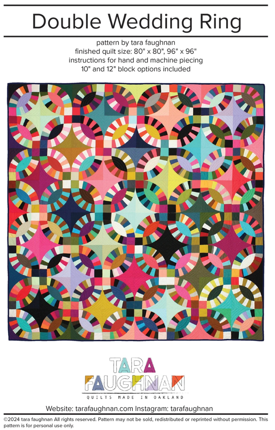 Double Wedding Ring quilt pattern cover with interlocking rings design