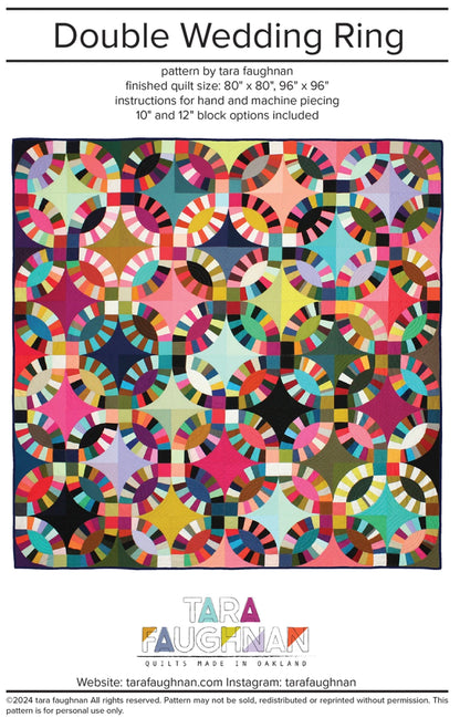 Double Wedding Ring quilt pattern cover with interlocking rings design