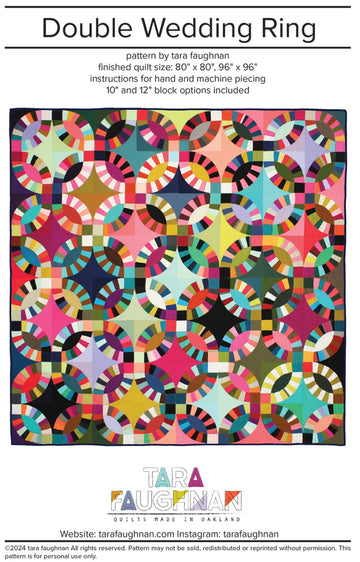 Double Wedding Ring quilt pattern cover with interlocking rings design