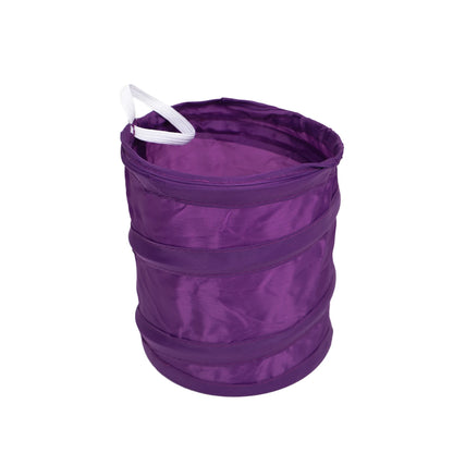 The Gypsy Quilter Bitty Buddy by Checker Distributor is a collapsible, cylindrical purple scrap bag with a white handle, ideal for sewing and quilting projects. Shown open and empty against a white background.