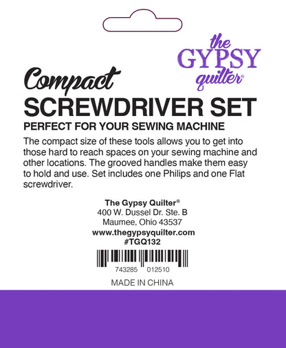 Gypsy Quilter screwdriver set in use on sewing machine