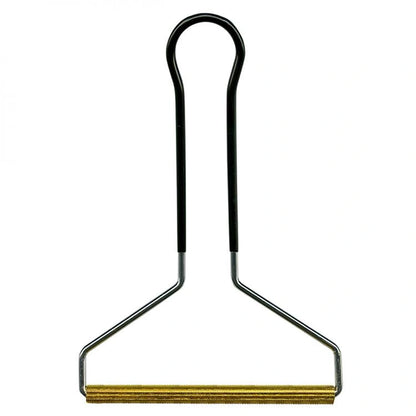 The Wool Mat Cleaning Tool features a black handle with a horizontal brass roller, perfect for removing lint and pet hair from fabric or cleaning sewing debris from wool mats.